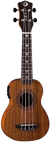 Luna Vintage Mahogany Acoustic/Electric Soprano Ukulele with Preamp, Satin Natural