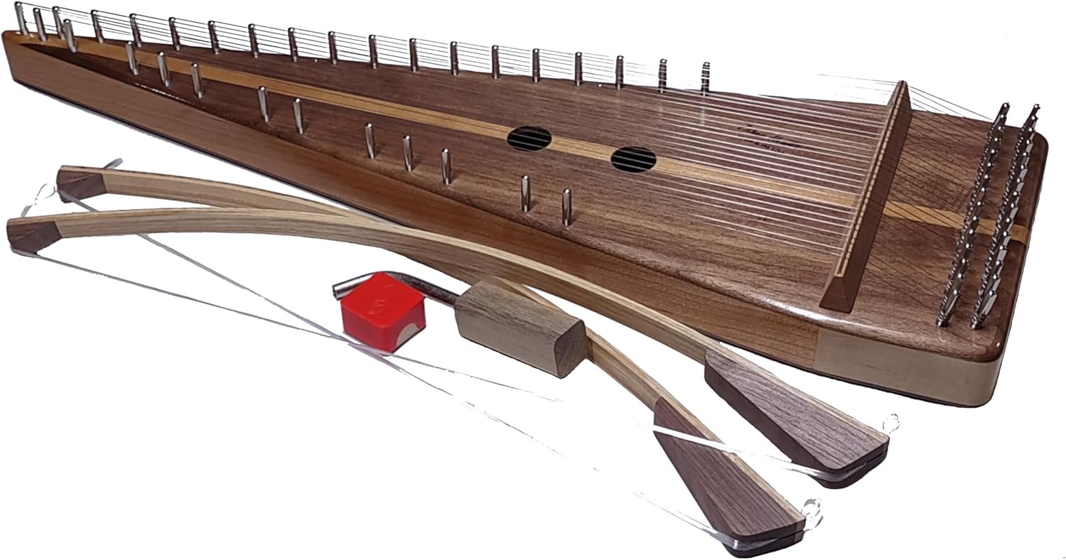 Bowed Psaltery Cherry with Black Walnut top and bottom, 30 strings with two bows