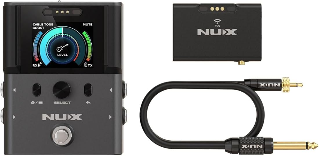 NUX B-8 Wireless System for Guitar, Bass, Various Instruments with Electronic Pickups. Built in Booster/Tuner. Wireless Solution for Gigging, Home Playing