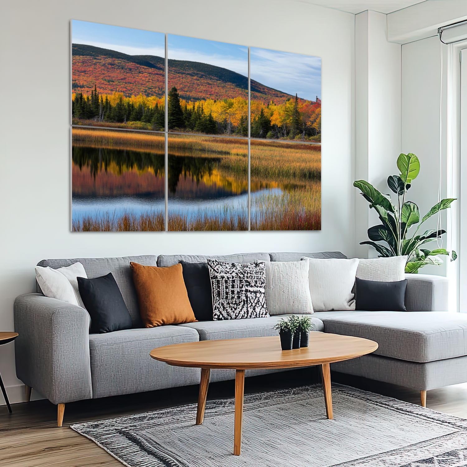 6 Pack Art Acoustic Panels Sound Absorbing Nature Mountain National Park Lake Landscape Autumn Foliage Reflection Decorative Soundproof Wall Panels Self Adhesive for Recording Studios Office 72