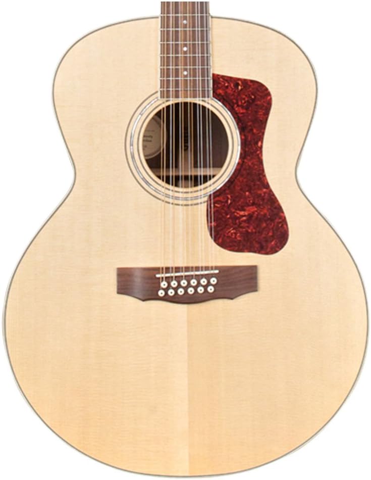 Guild F-1512E NAT-KIT-2 Natural Jumbo Acoustic Electric Guitar with Poly Foam Case & ChromaCast Accessories