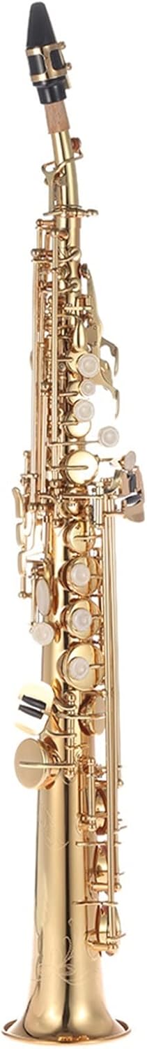 Brass Straight Saxophone Bb B Flat Woodwind Instrument Natural Shell Key Carve Pattern with Case Beginner Saxophone