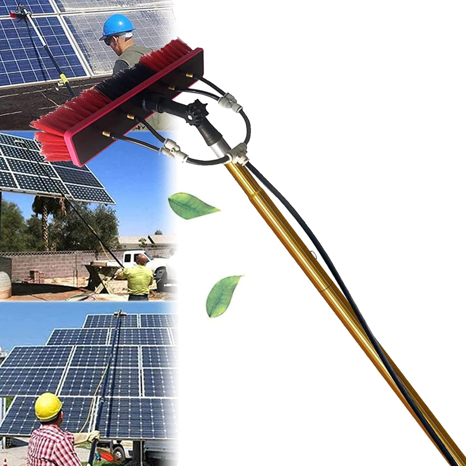 Water Fed Pole Kit Window Cleaning Brush Outdoor Window Glass Solar Panel Cleaning Extendable Telescopic Pole Water Fed Brush Spray Washer for Cleaning Window Solar Panels,7.2m/24FT