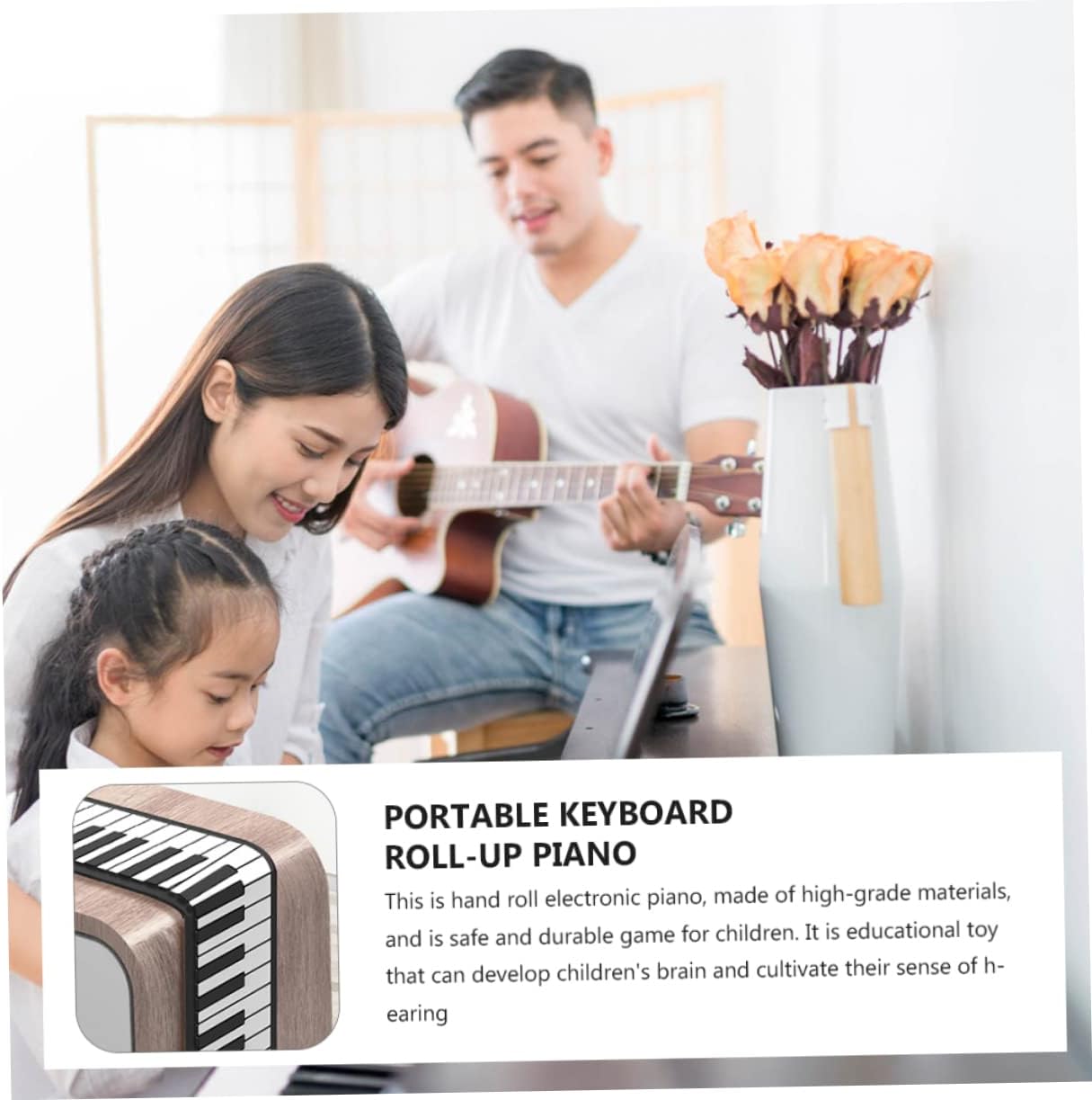 ibasenice 61-key Hand Roll Piano Portable Electronic Mini Keyboard for Adults Boys and Girls