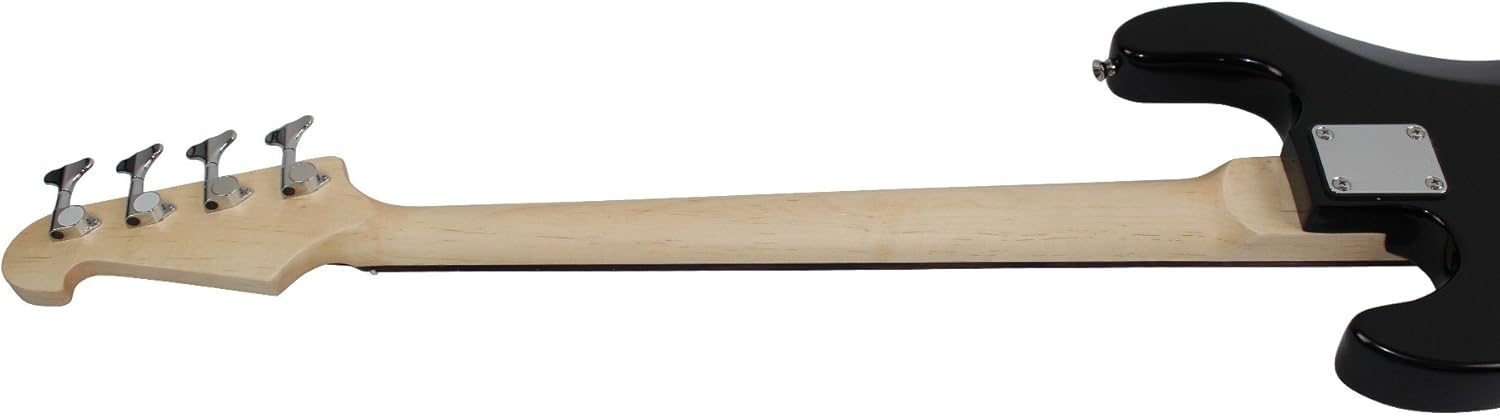 Stedman Beginner Series Bass Guitar Bundle with 15-Watt Amp, Gig Bag, Instrument Cable, Strap, Strings, Picks, and Polishing Cloth - Black