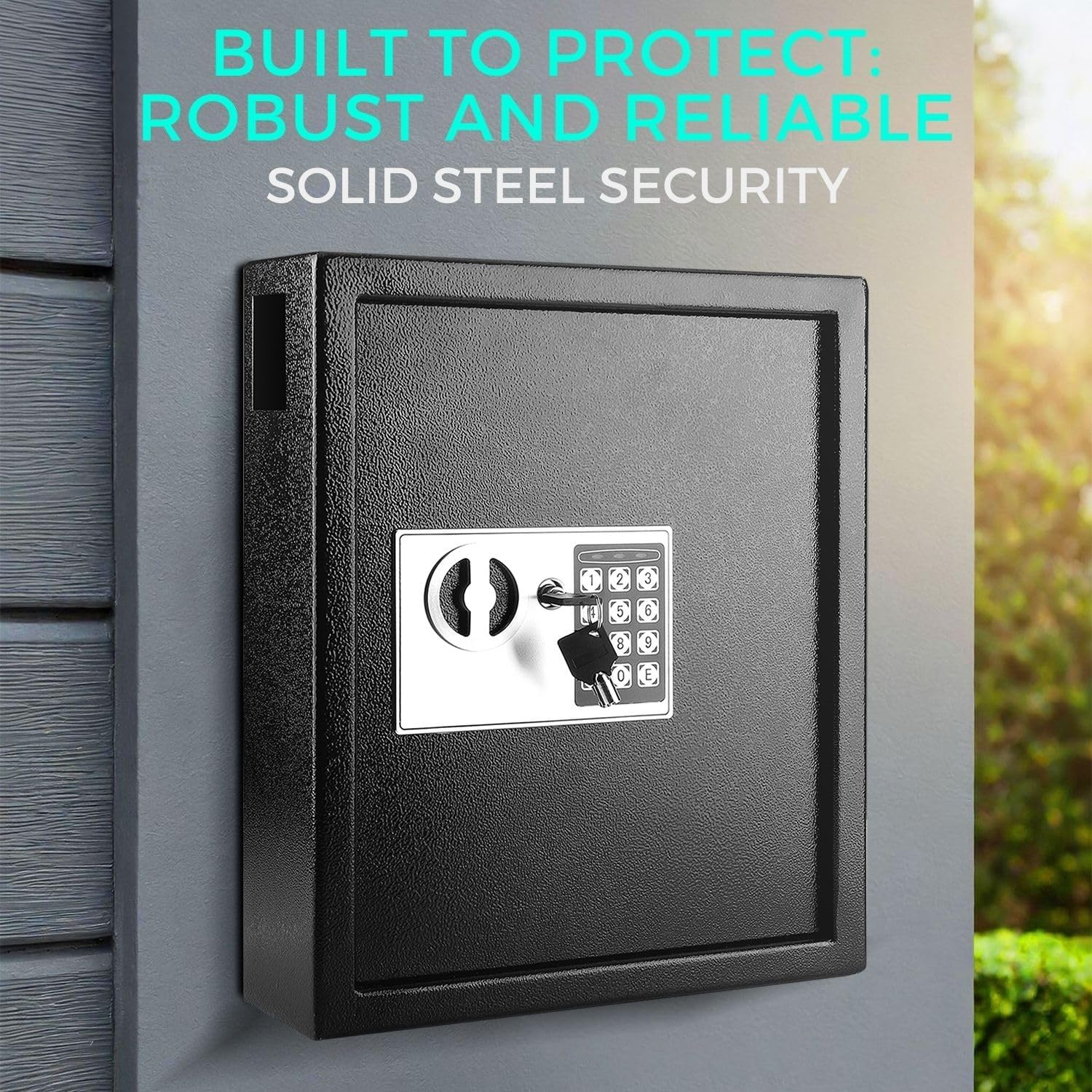 Flexzion Key Box Wall Mount With Code, Key Cabinet, Key Deposit Slot, 40 Key Holder Organizer Locker Case, Colored Key Tags Wall Mounted Lock Box For Keys Storage (Black)