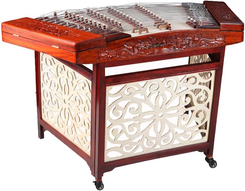 Red Rosewood Carved Dragon Dulcimer, with Stand + Storage Bag, Professional Performance