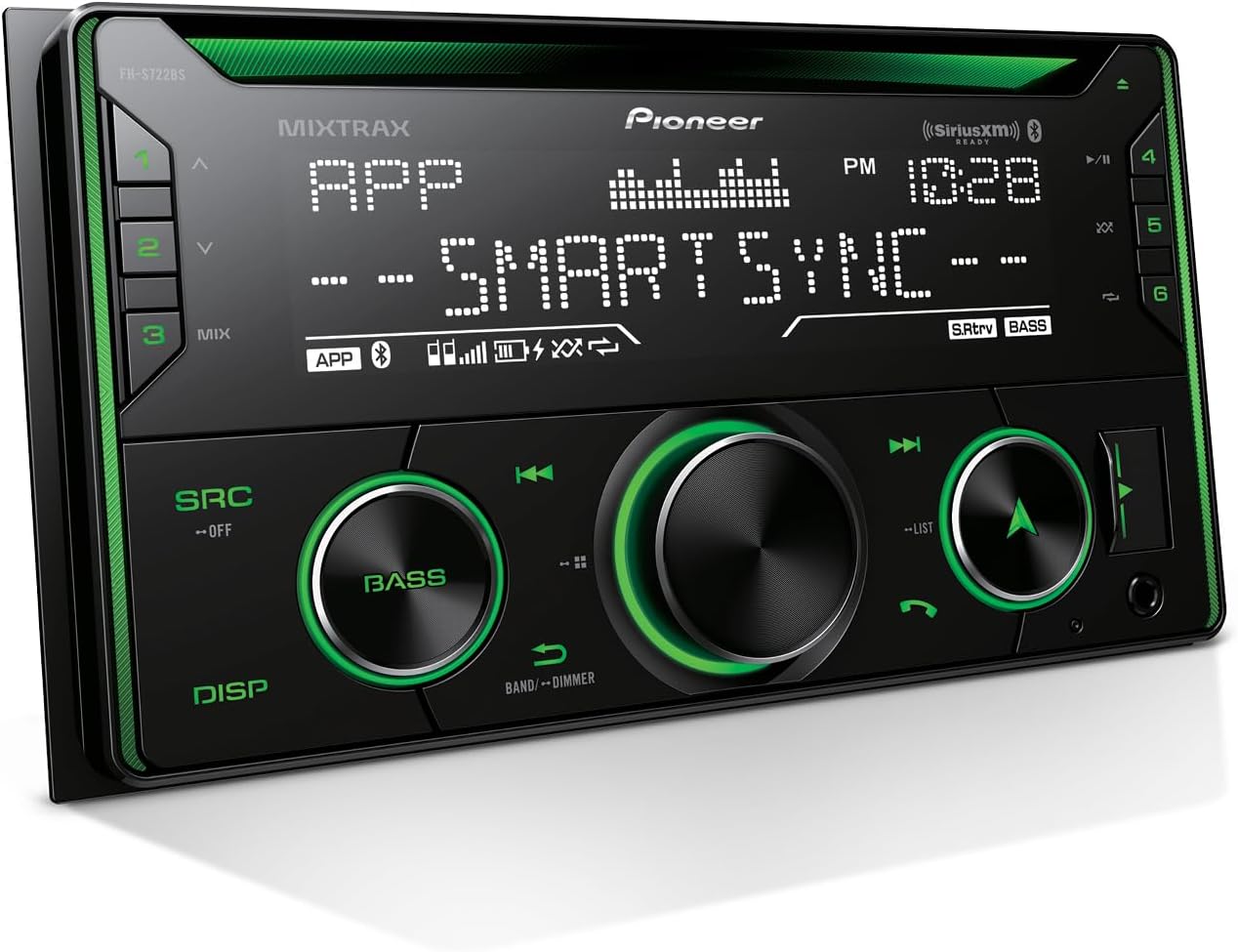 Pioneer FH-S722BS Double Din CD Receiver – Bluetooth, SiriusXM, USB/AUX, Color Change, FLAC, AM/FM Radio, 13-Band EQ, 50W x 4, Voice Control, Hi-Volt RCA Preouts