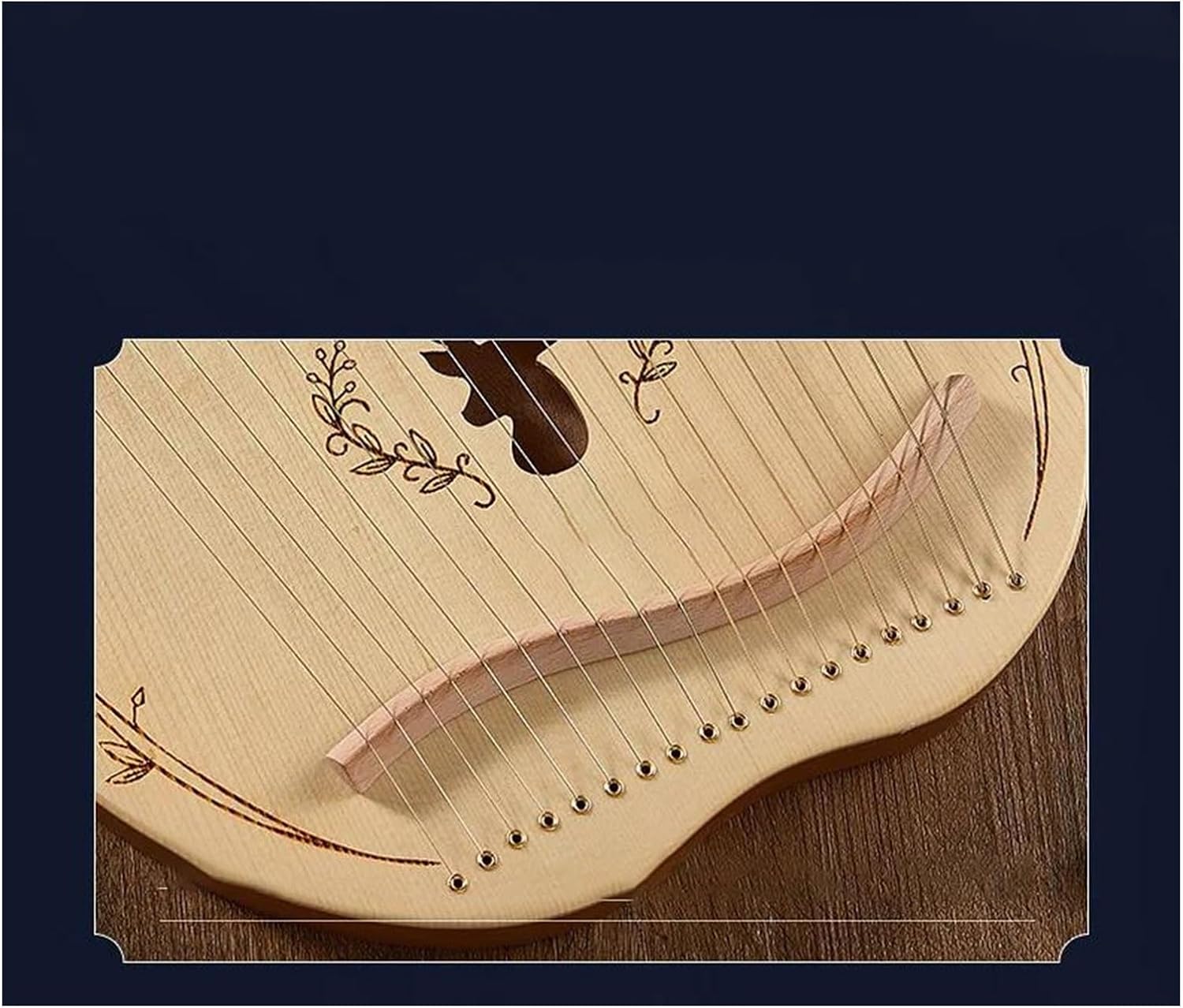 Lyre Harp Set 19 Strings Lyre Harp Mahogany Wood Harp Piano Stringed Musical Instrument With Tuning Wrench Spare Strings(Wood color)