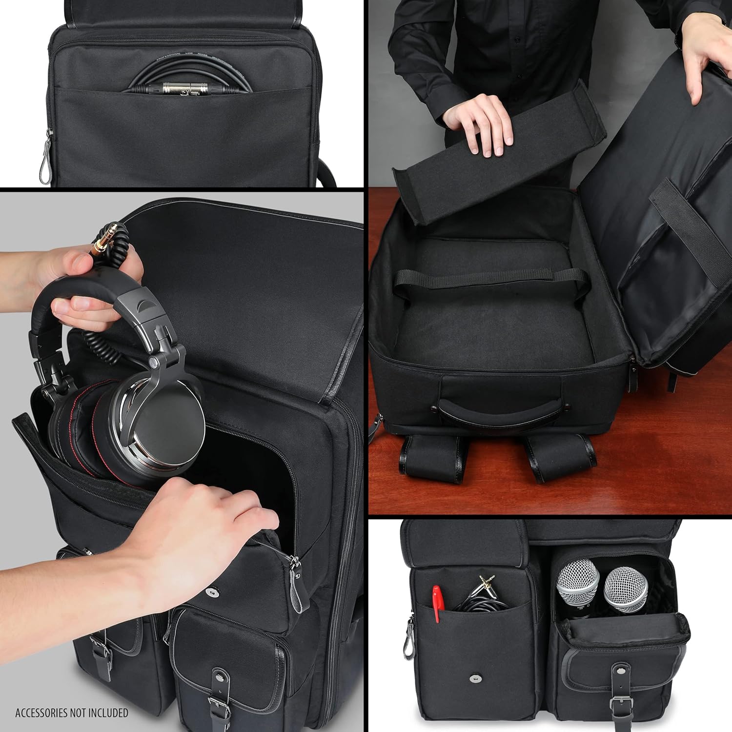 GOgroove Audio Mixer Backpack - Podcast Mixer Travel Case Compatible with RODECaster Pro, RODECaster Pro II, Podcast Microphone & More Podcast Equipment with Customizable & Scratch Resistant Interior