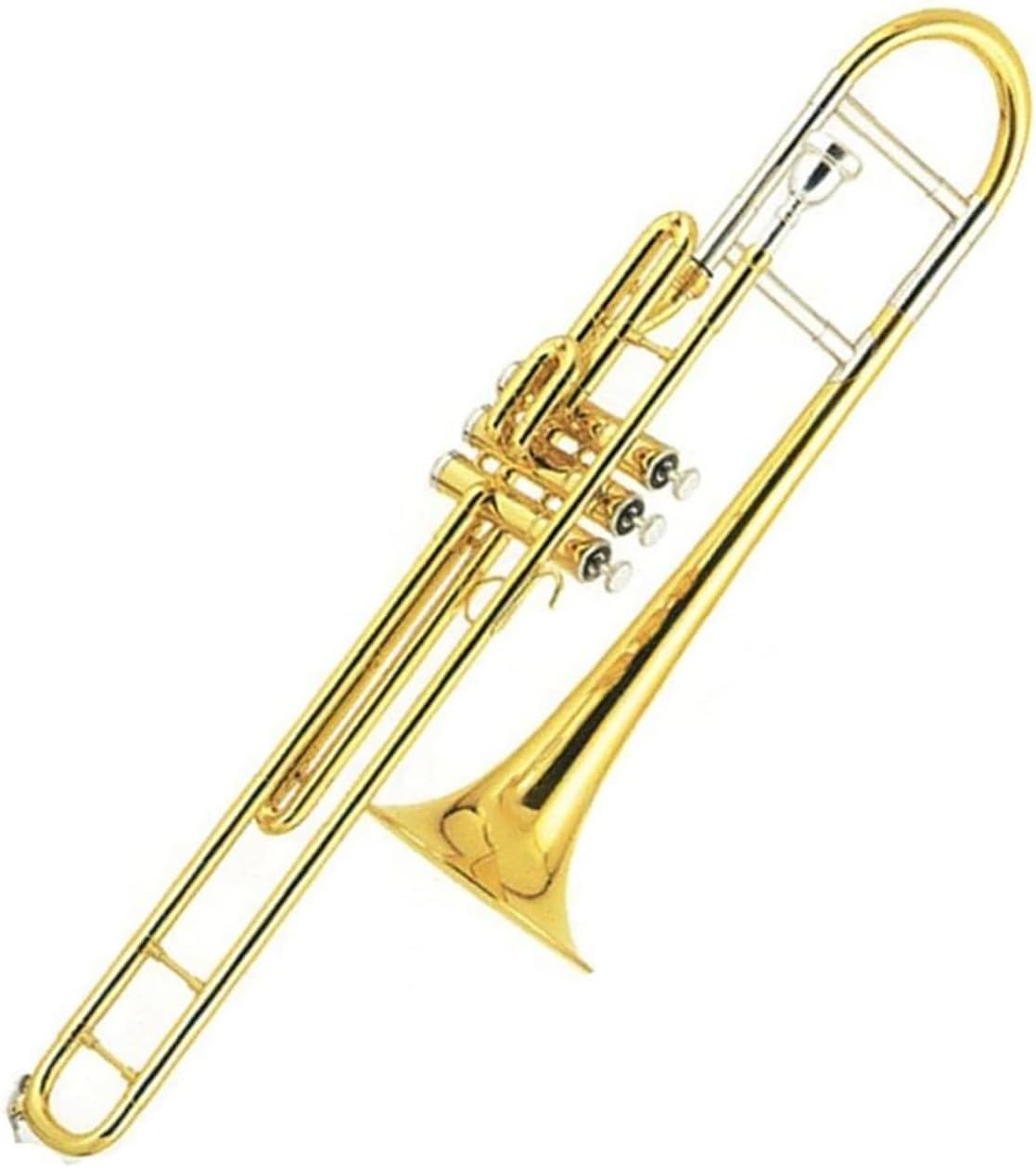 Adult Trombone Instrument Gold Lacquer F Key Piston Valve Suitable For Adult Beginner Trombone