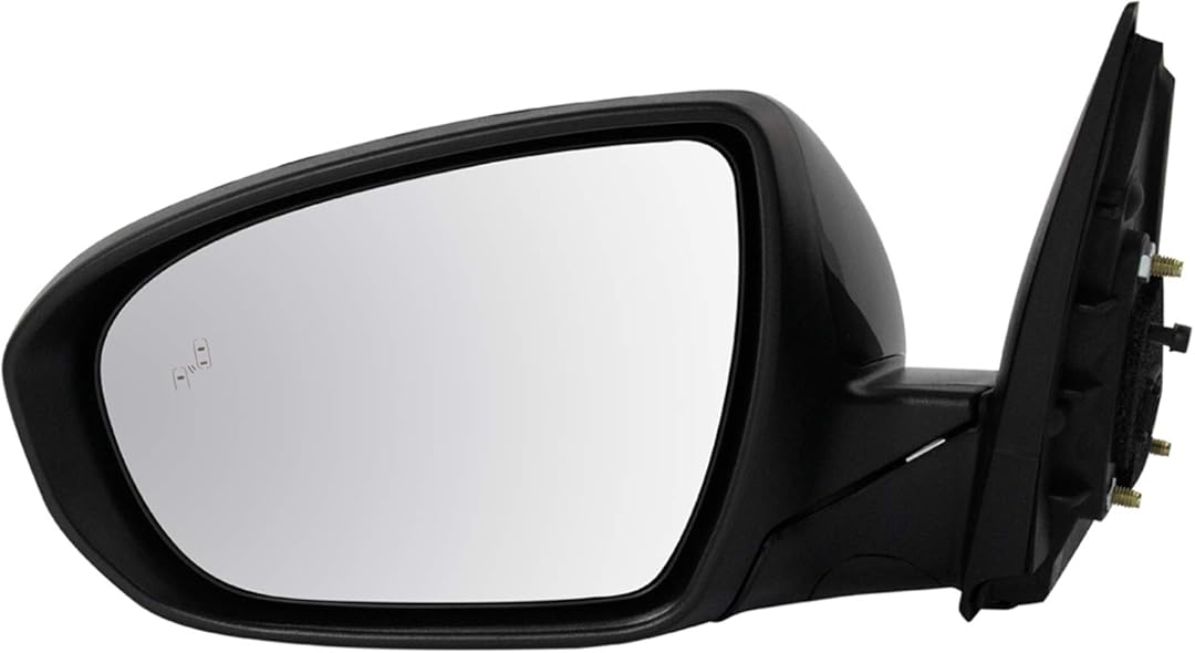 TRQ Driver Side Power Folding Mirror Heated Blind Spot Indicator Smooth Black Compatible with 2014-2015 Kia Optima US Built KI1320206