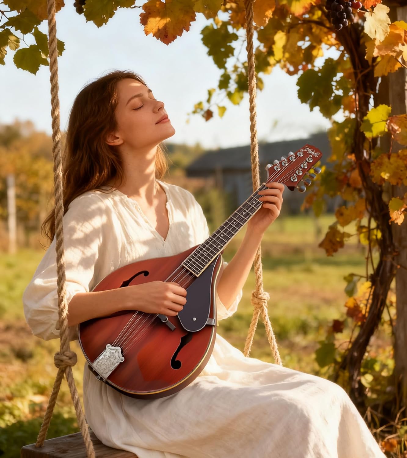 Mandolin Musical Instrument A Style, Acoustic Mandolin Instrument Kit Italian 8 String for Professional Beginners Adults Teens Youth Kids, Sunburst, Glossy