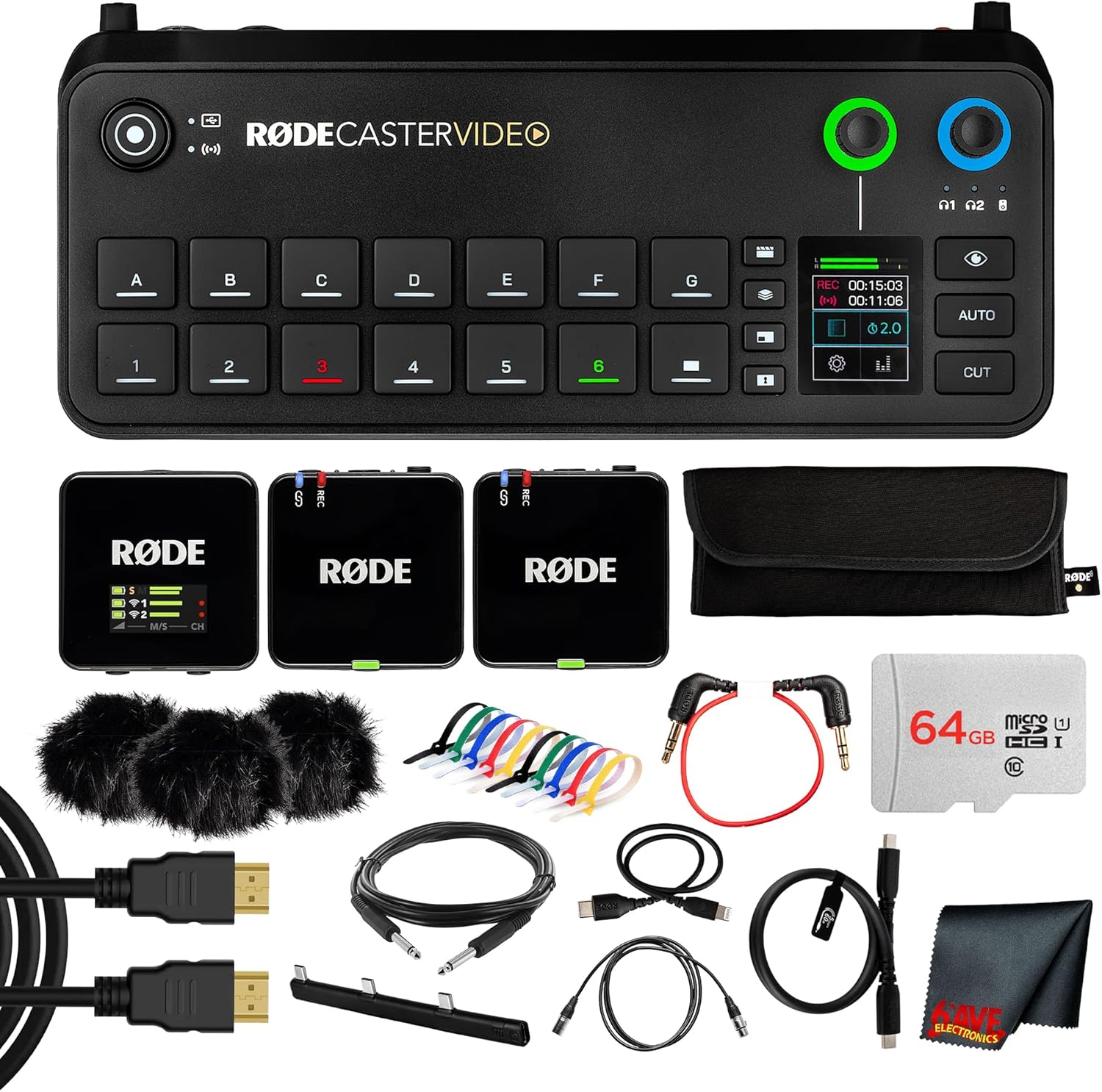 RODE RODECaster Video All-in-One Production Console | Integrated Audio & Video Mixer with Multi-Camera Switching, Touchscreen & USB-C Interface + RODE Wireless GO (Gen 3) Wireless Microphone + More