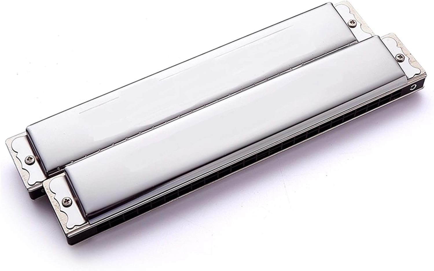 Harmonica Harmonica 24 Holes Mouth Organ for Beginners Harp Key of C/D/E/F/G/A/B with Box Silver Harp (Color : Key of D)