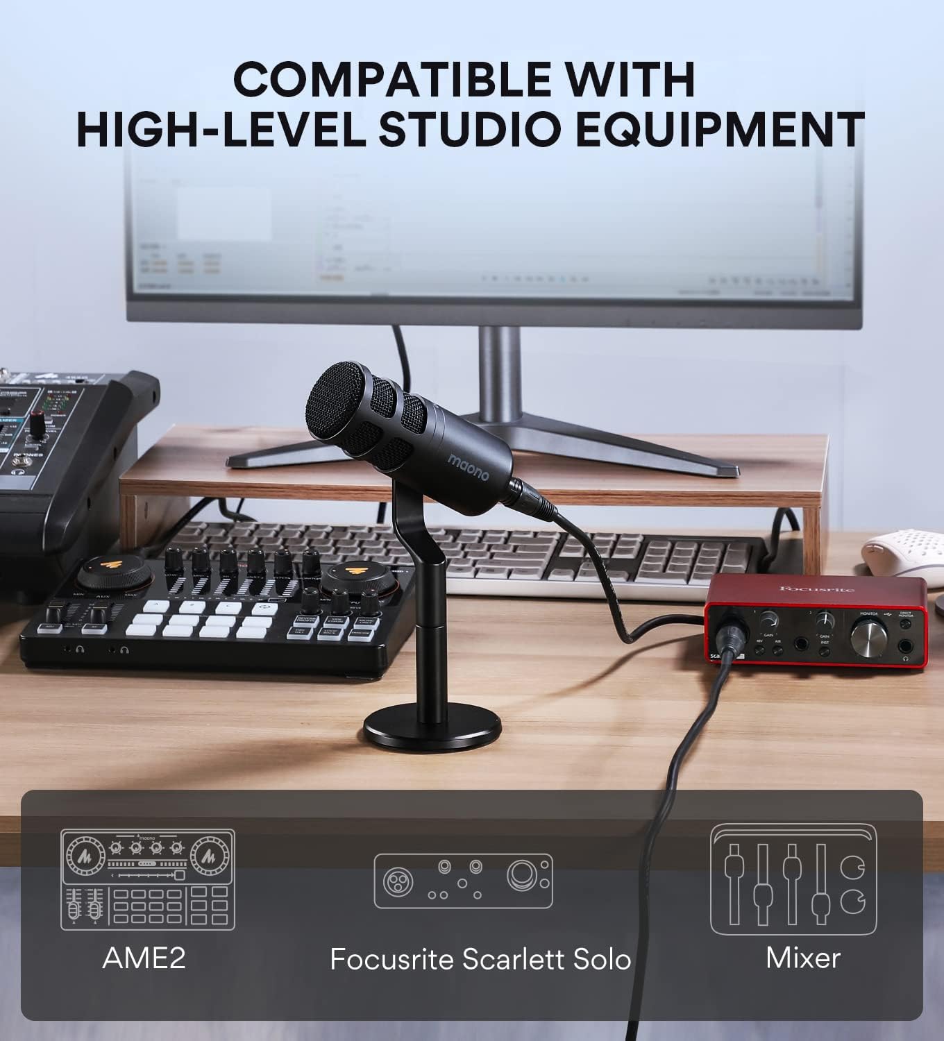 MAONO XLR Microphone, PM320S & PD100 Podcast Cardioid Studio Recording Mic for Streaming, Podcasting, Singing, Voice-Over, Vocal, Home-Studio, YouTube, Skype, Twitch