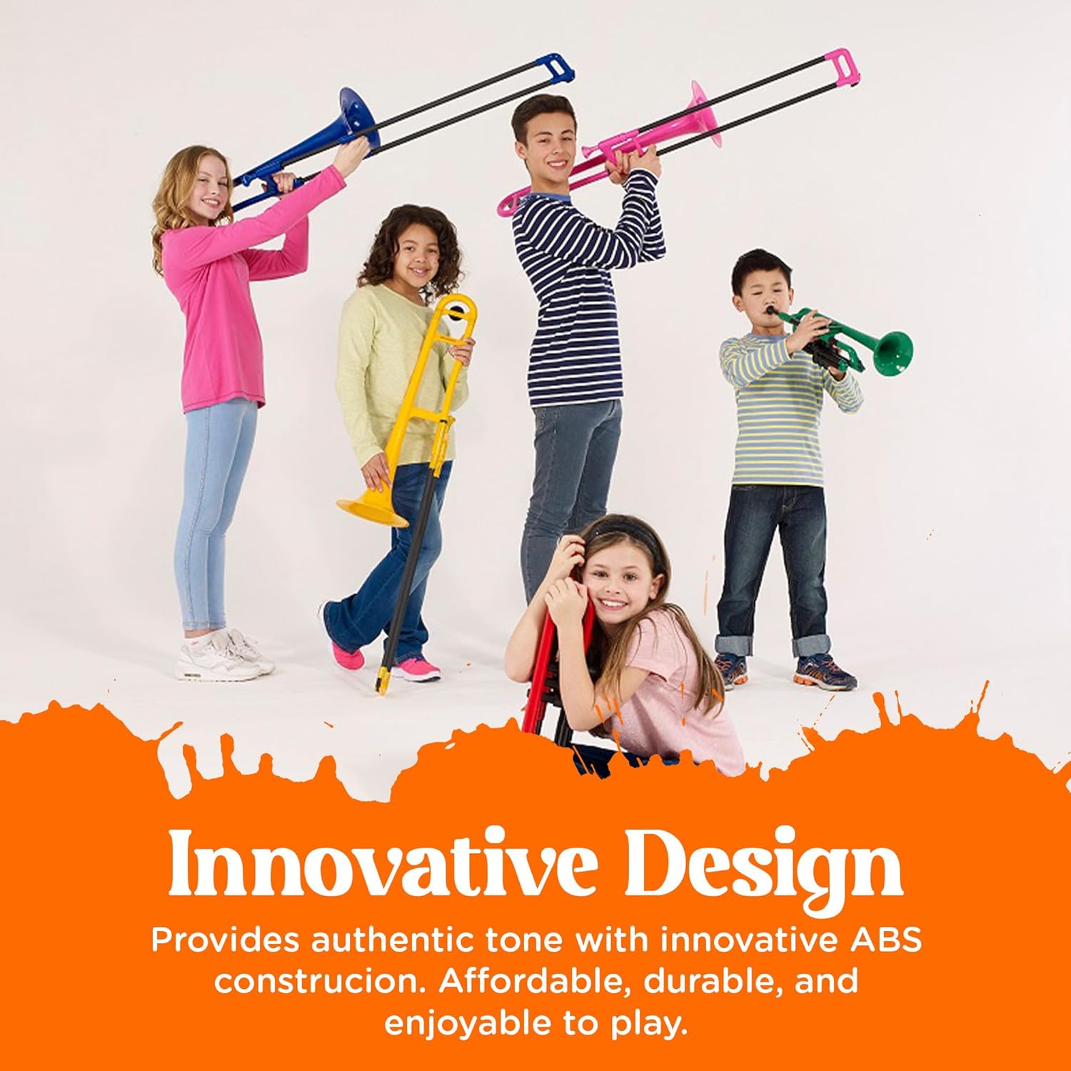 pBone Bb Plastic Trombone - Lightweight pInstruments Design with Ergonomic Grip - Includes Mouthpieces & Carrying Bag - Authentic Bb Sound for Students & Beginners - Durable ABS - Black