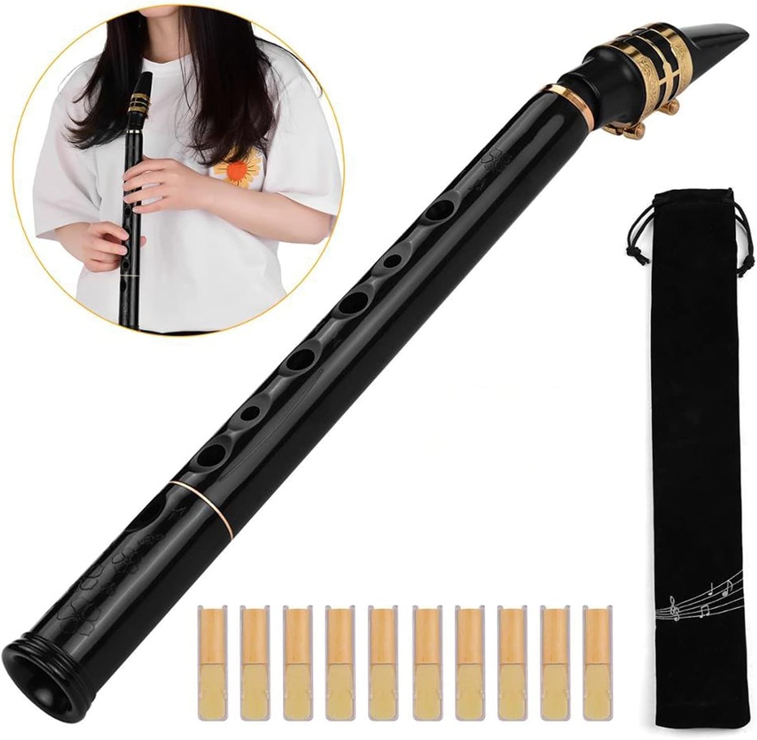 KESHUO C Key Mini Pocket Saxophone Sax ABS Material with Mouthpieces 10pcs Reeds Carrying Bag Woodwind Instrument Brass Sax Beginners Kit (Color : Bb Saxophone)