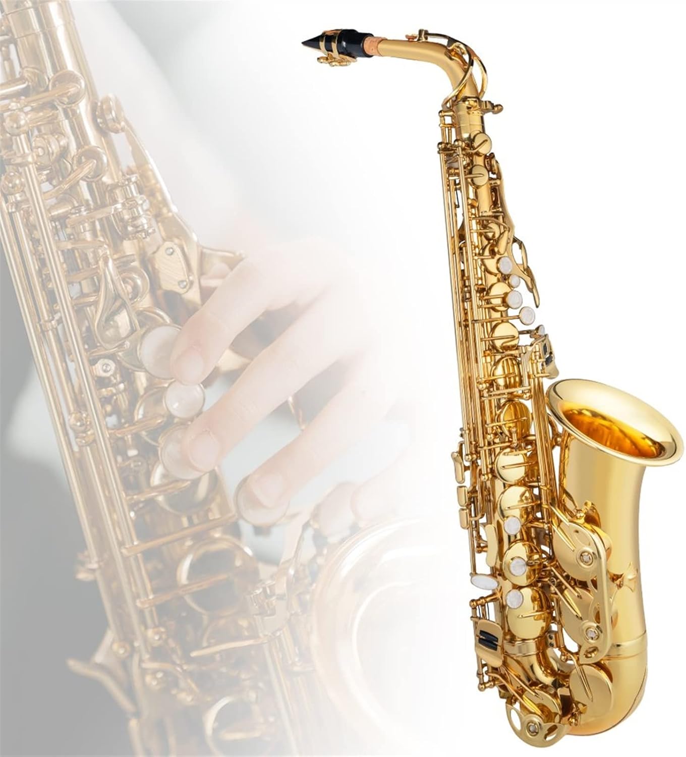 Professional Saxophone EB Alto Saxophone Brass Gold Lacquered E Flat Sax 802 F Key Woodwind Instrument