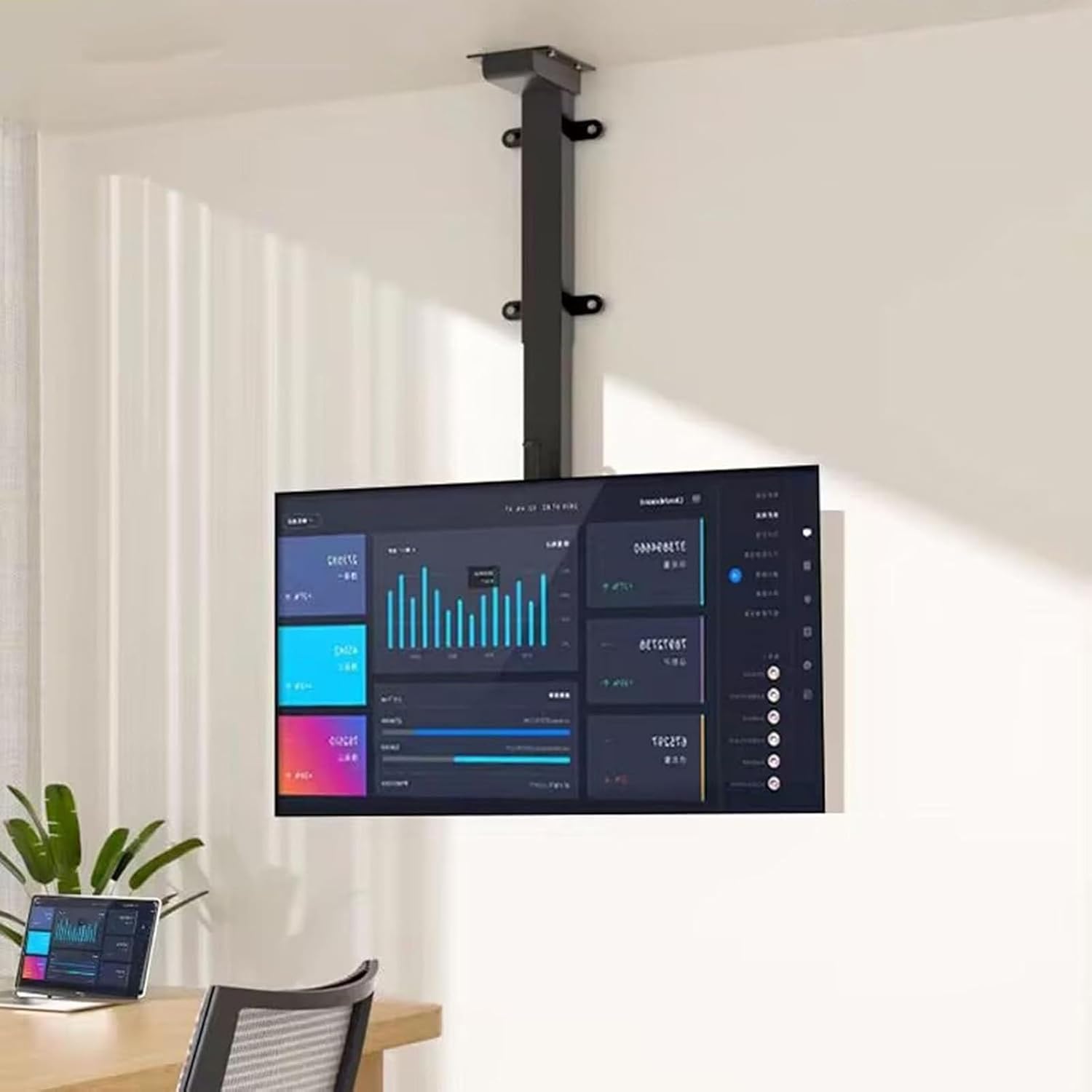 TV Wall Mount Motorized Ceiling TV Mount, Hidden Drop Down TV Lift, Fits 32-70 Inch TVs, Max VESA 600x400mm(Lifting 730-1730mm)