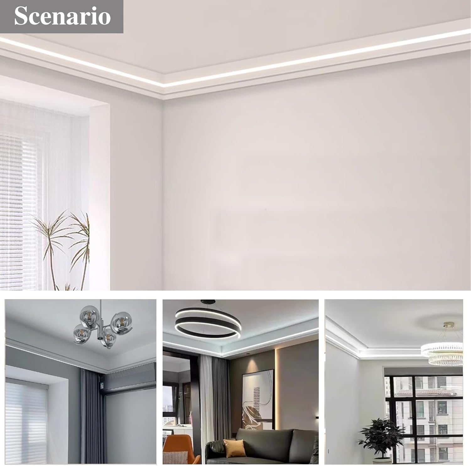 Milky White Led Channel System with Black Line, 1 Inch Wide Lighting Track for Theater Corner, Indirect Led Strip Wall Mount, DIY Skirting Lighting(12cm(4 3/4