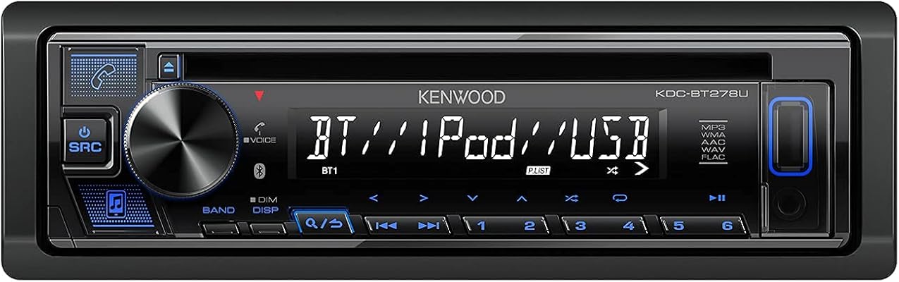 Kenwood KDC-BT278U 1 Line Text Display CD Receiver with Bluetooth (Renewed)