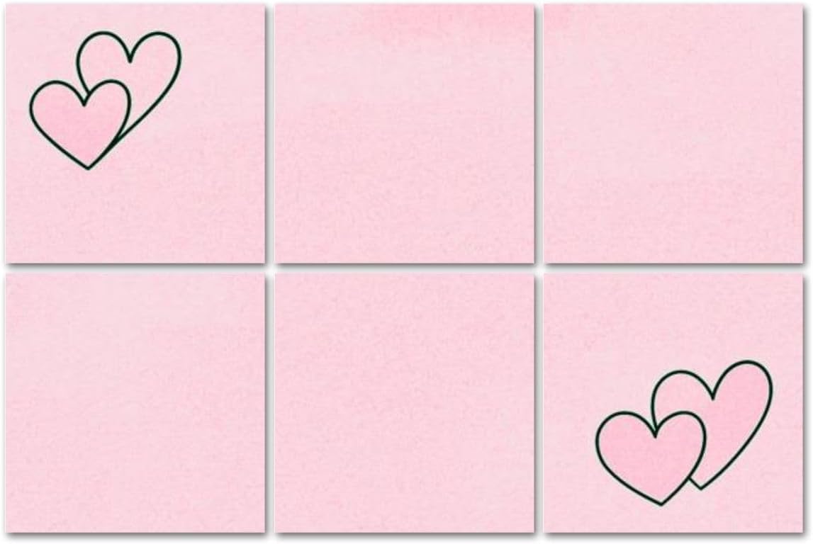 6 Pack Art Acoustic Panels Sound Absorbing Minimalistic Pink Heart Soft Pink Decorative Soundproof Wall Panels Self Adhesive for Recording Studios Office 72