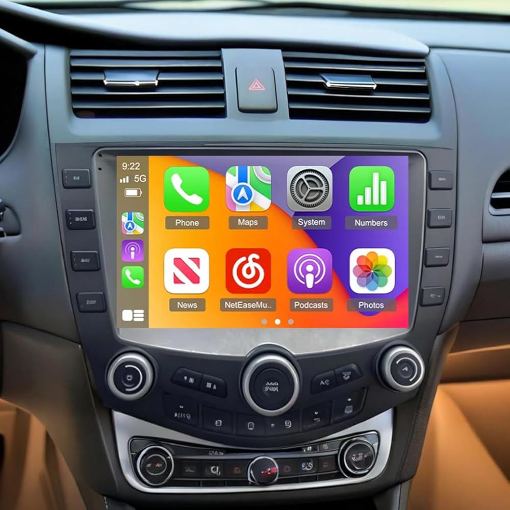 Car Stereo for Honda Accord 2003 2004 2005 2006 2007 with Wireless Carplay&Android Auto,9 Inch Touchscreen Bluetooth Car Radio with GPS, WiFi, FM Radio,Backup Camera,SWC,MIC-2+32G