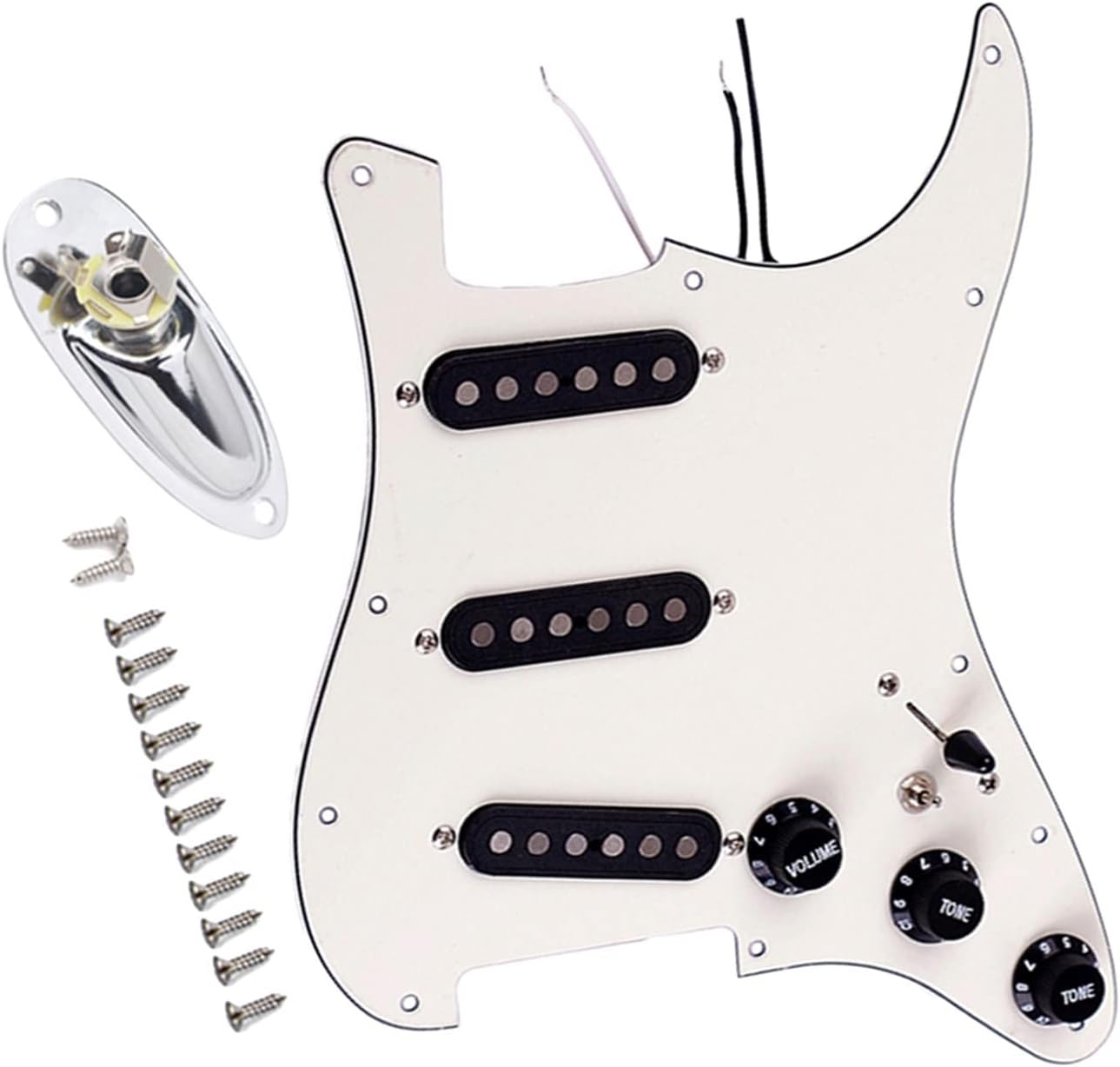 KESHUO Single Coil Electric Guitar Pickguard Pickups Loaded Prewired 11 Hole SSS Pickups Set Guitar Parts Loaded Pickguard Pre-Wired
