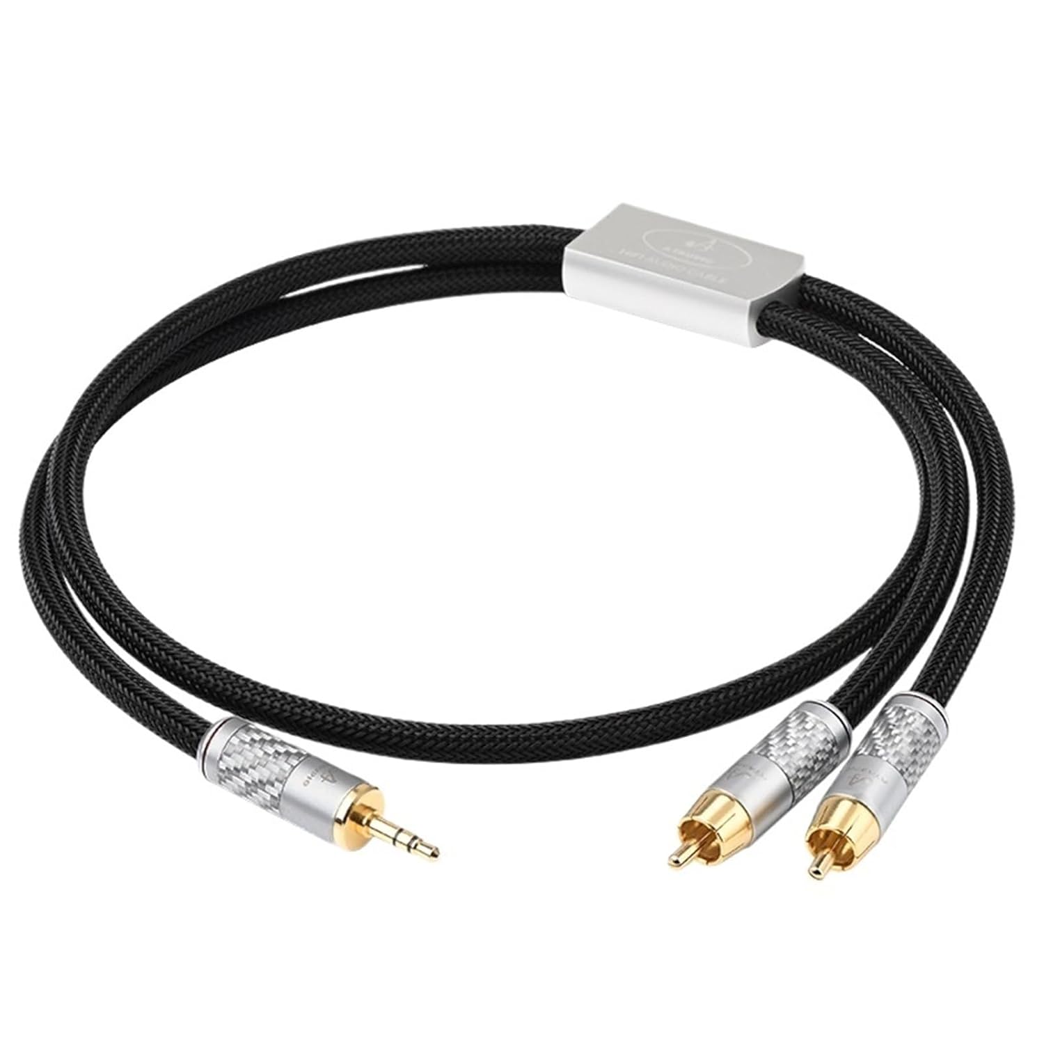 OCC Core 3.5mm to 2RCA Audio Cable for Phone AMP Carbon Fiber Gold Plated Plugs 3.5 Stereo Jack to 2RCA Male Jack Cable(5m)