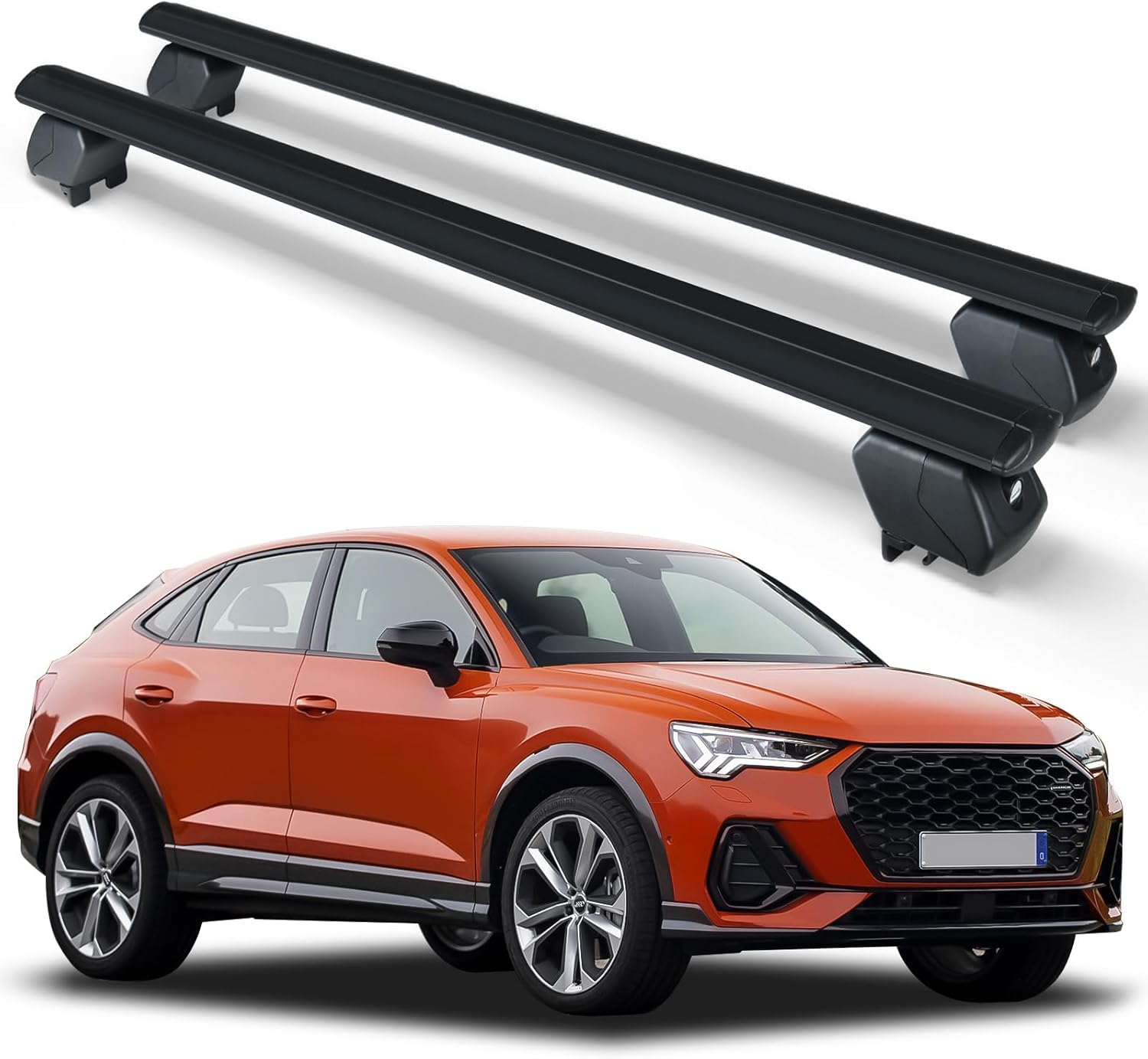 SUORTO Heavy Duty 300 LBS Roof Rack Cross Bars Compatible with 2012-2025 Audi Q3 with Side Rails, Adjustable & Lockable Crossbars Cargo Carrier Rooftop Top Luggage Cars