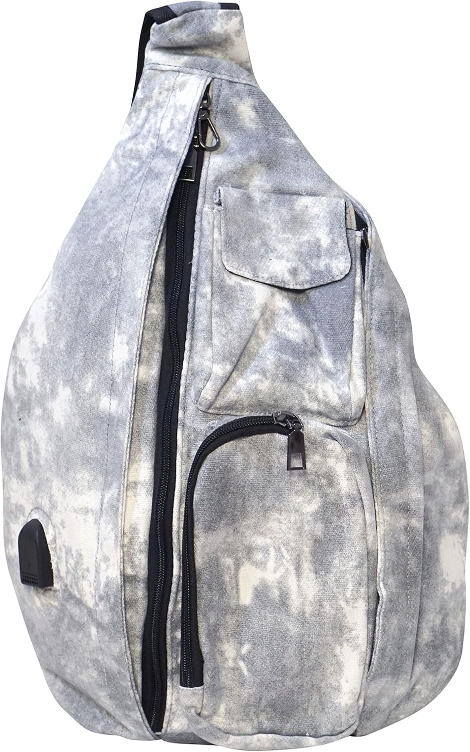 Nupouch Rucksack Pickleball Bag, Anti-Theft Crossbody Sling, USB Charging Connector Port, Backpack, Gray Tie Dye