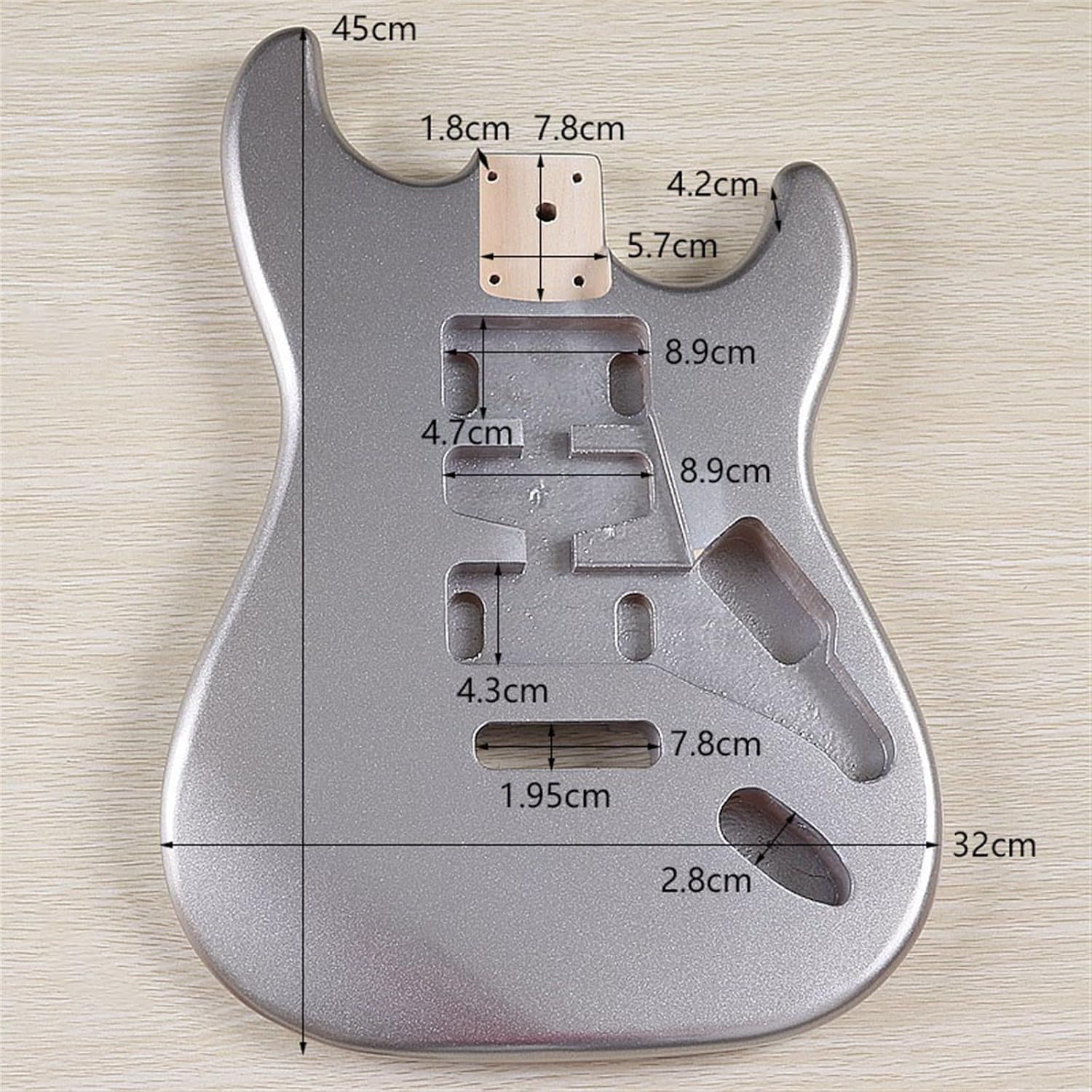 Poplar Wood Electric Guitar Body Guitar Body Metallic Silver Color Electric Guitar Barrel Unfinished Guitar Body (Color : 2)