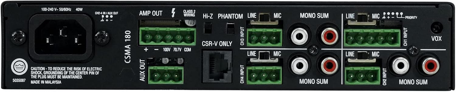 JBL Professional CSMA180 Commercial Series 80-Watt Powered Audio Mixer/Amplifier