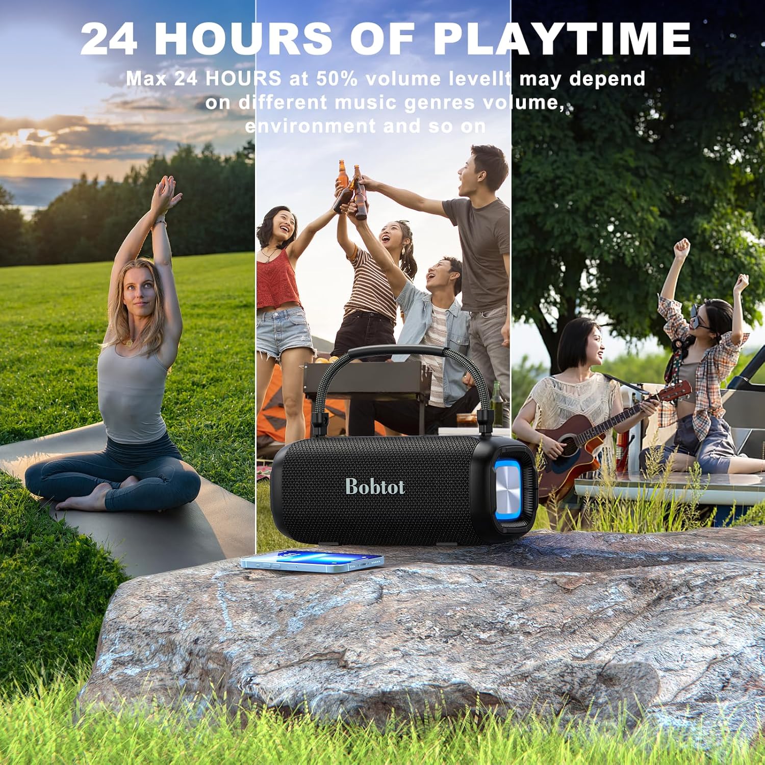 Portable Karaoke Machine for Adults, Speaker with Microphone Wireless, IPX6, Speaker with Lights, Deep Bass, Three Echo Levels,Indoor and Outdoor EQ, Stereo Sound, Supports AUX, TF, USB