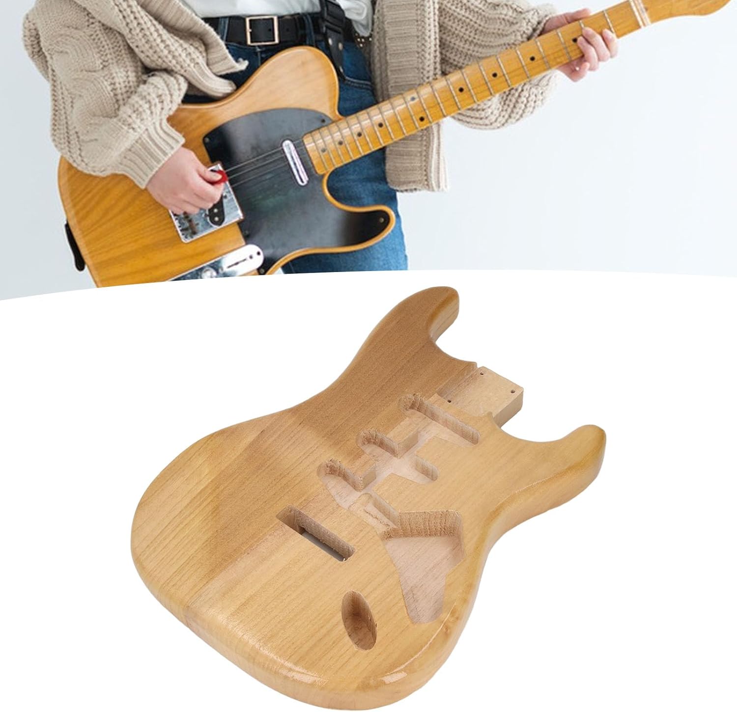 Electric Guitar Body Walnut Wood Guitar Barrels with Triple Single Pickup Hole, Unfinished Blank Guitar Bodies for Bass Guitars