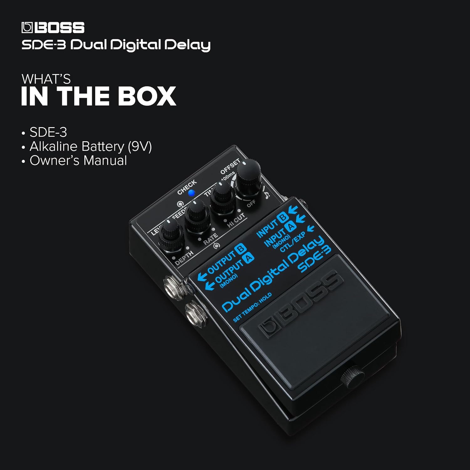 BOSS SDE-3 Dual Digital Delay Pedal | Authentic Sound of the Legendary Roland SDE-300 | Compact Pedal | Versatile Modern Features | Longer Delay | MIDI/IO Connectivity