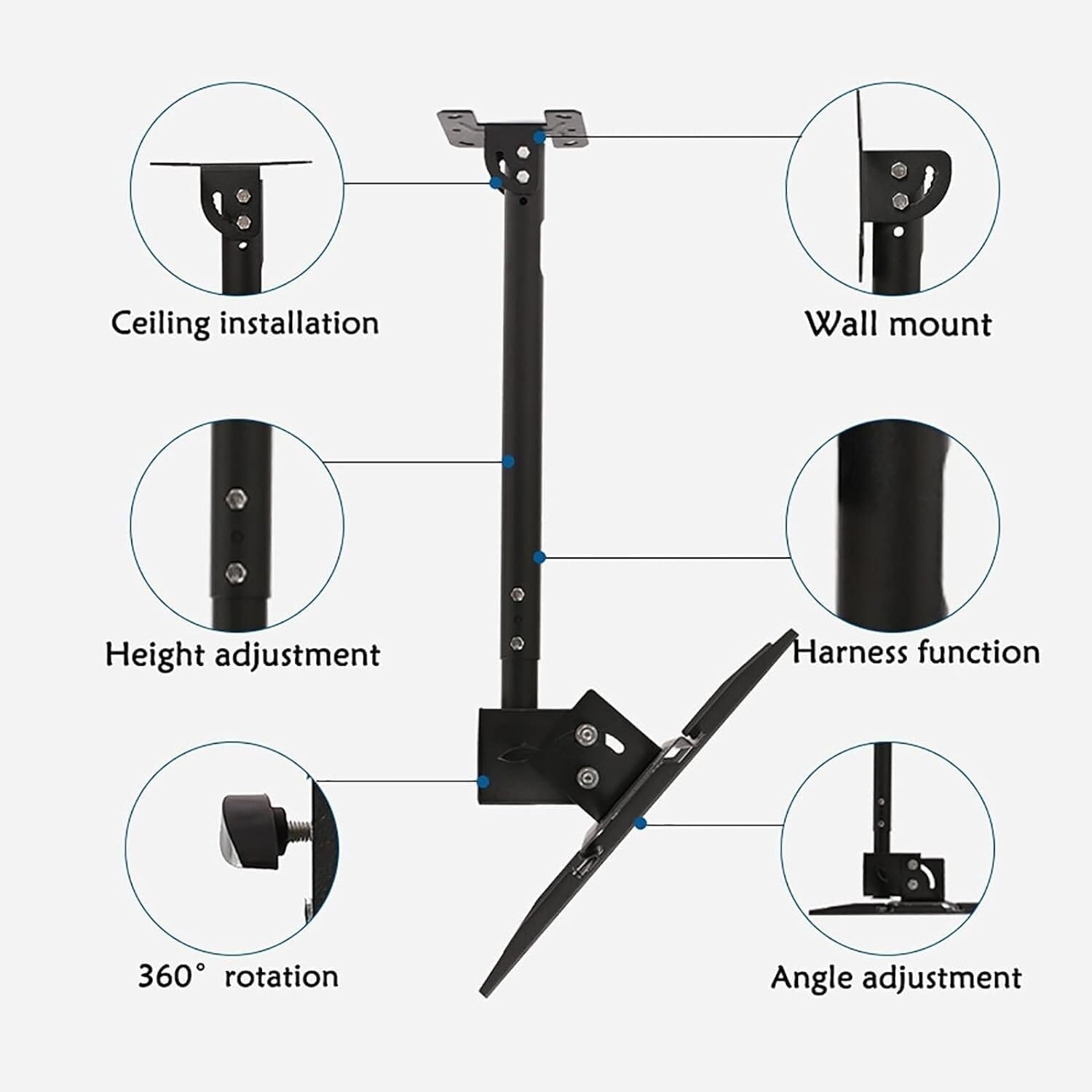 tv Wall Mount' Telescopic TV Bracket TV Wall Mount Ceiling TV Mount Bracket, Full Motion 360 Deg Rotation Tilt Swivel TV Mount, Can 90° Flip Down Folding tv Mount Wall Mount tv Bra