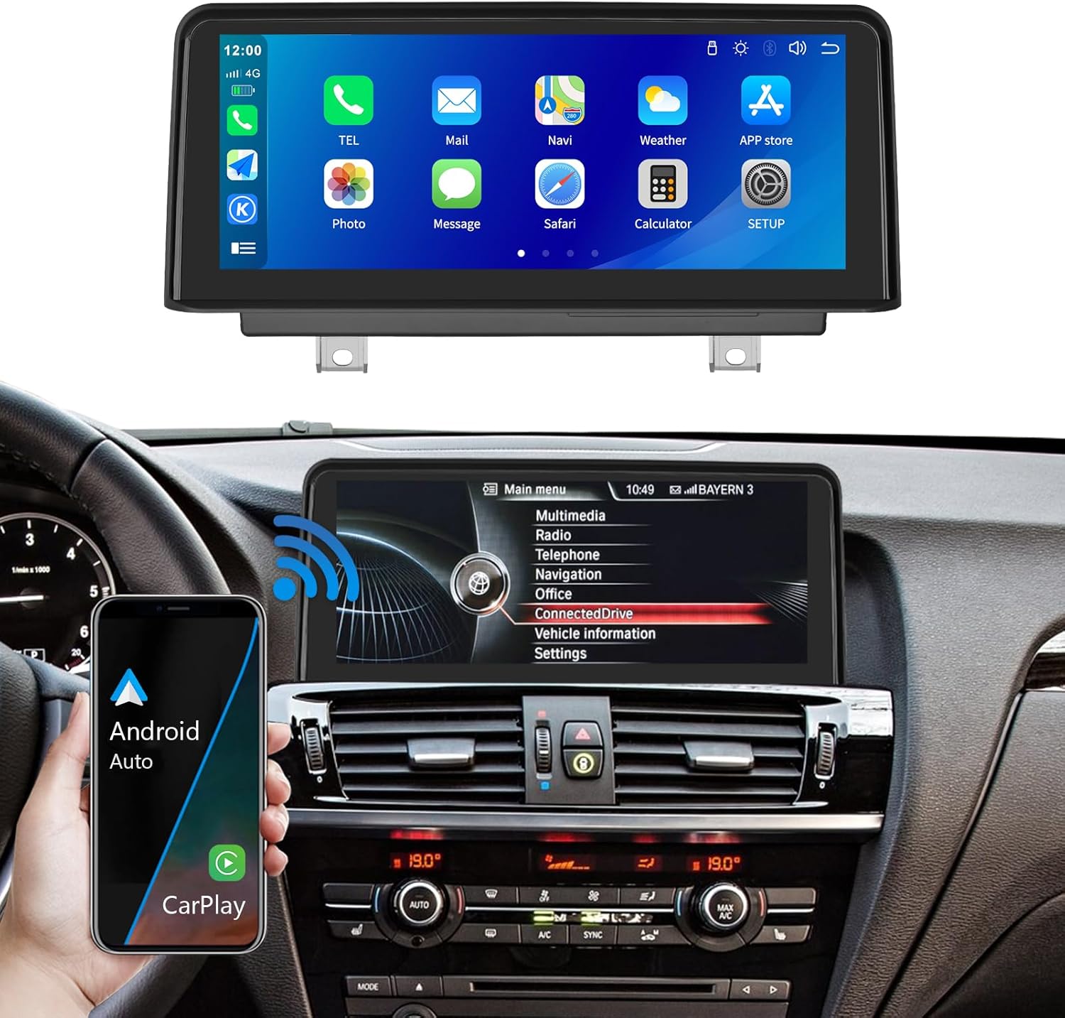 10.25 Inch Touchscreen Car Stereo for BMW X3 F25 X4 F26 2014-2016 with NBT System Car Audio Receiver Support GPS,Mirrorlink,Bluetooth,Siri,Rear Camera