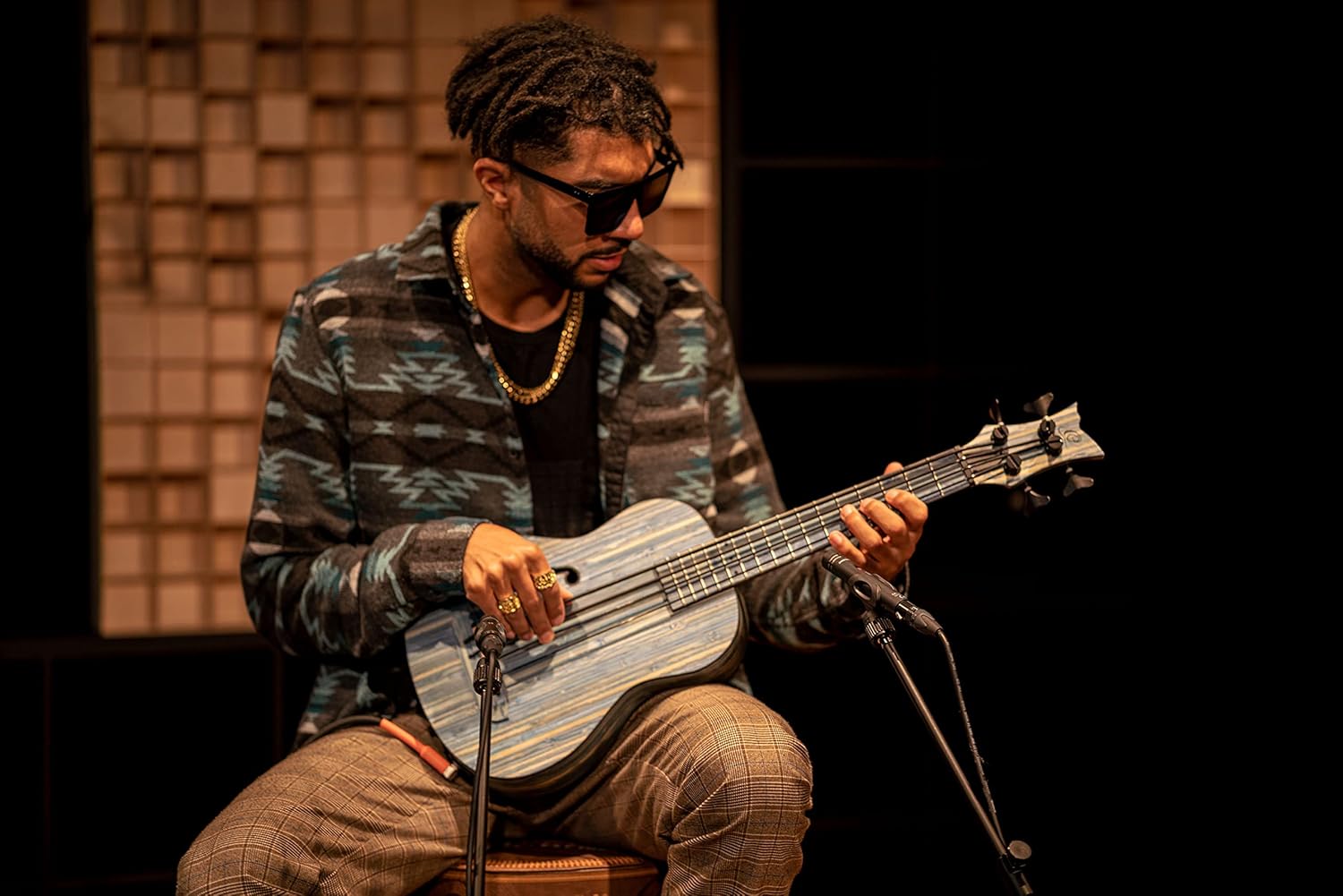 Ortega Guitars 4 String Bamboo Series All Solid Acoustic-Electric Uke-Bass w/Bag, Right-handed, Stone Washed, (RUSWB-UB)