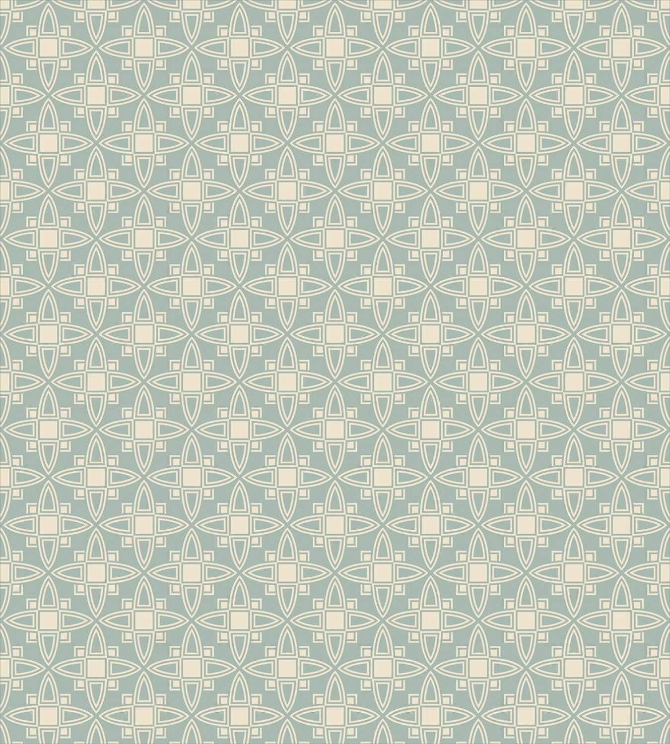 Ambesonne Vintage Duvet Cover Set, Retro Geometric Circular Nested Squares Abstract Star Inspired Shapes, Decorative 2 Piece Bedding Set with 1 Pillow Sham, Twin Size, Dark Sea Green Champagne