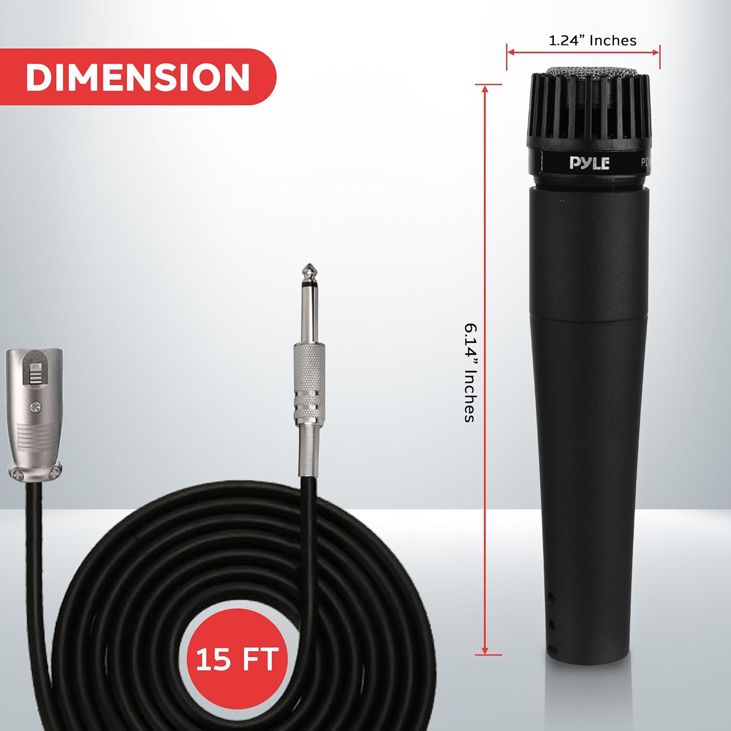 Pyle Professional Dynamic Microphone - 24-Pack Unidirectional Handheld Moving Coil Mic with Built-in Pop Filter, 15 ft. XLR Audio Cable, Ideal for Stage, Karaoke & Studio Performances