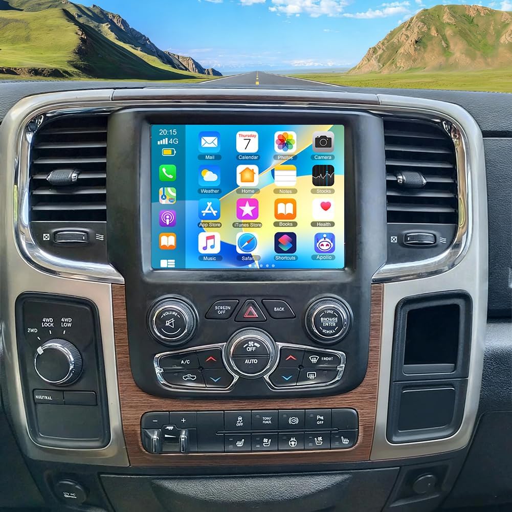 Android 14 Car Stereo for Dodge Ram 2015-2021,8.4 Inch Double Din Car Radio with Carplay & Android Auto, in-Dash Navigation Radio with BT Mirror Link WiFi FM Radio & Backup Camera-2+32G