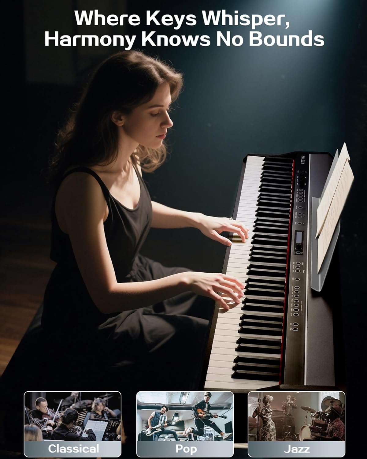 D5 wooden frame with integrated three-pedal, professional full-weighted keyboard digital piano for beginners