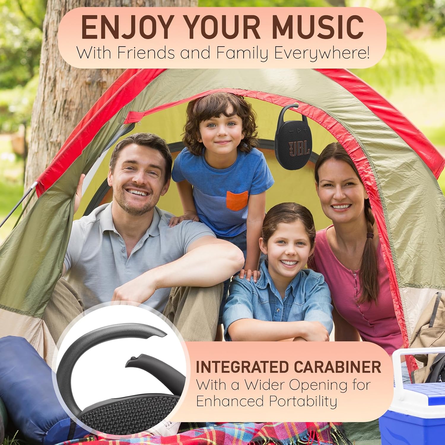 JBL Clip 5 Portable Bluetooth Speaker, IP67 Waterproof & Dustproof, Long-Lasting Battery - Squad - Boom h's Comprehensive Ultimate Performance Cloth Solution for Your On-The-Go Sound Experience