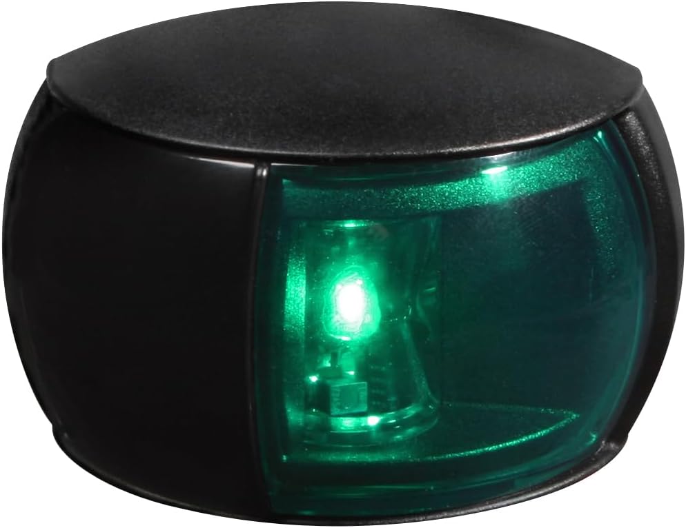 Hella 980520201 '0520 Series' NaviLED Multivolt 8-28V DC 2 NM Compact Starboard Light with Colored Outer Lens and Black Shroud