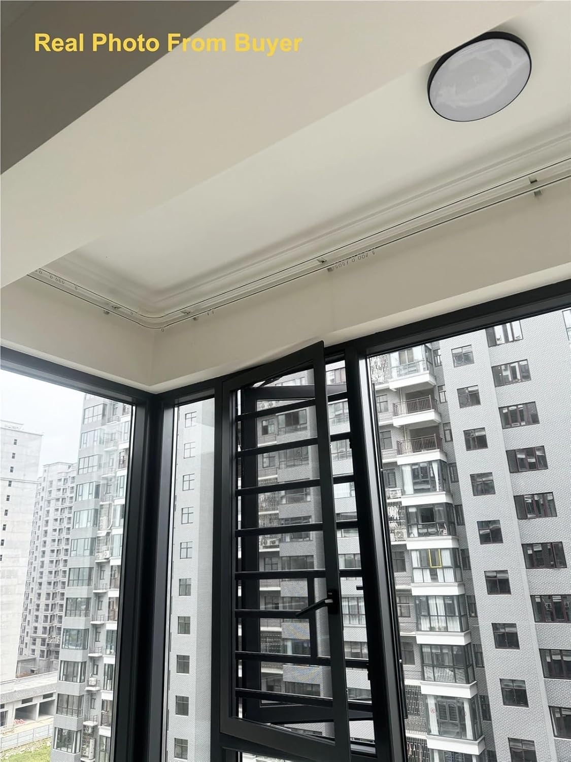 L-Shaped Curved Window Roman Pole Ivory White Double Curtain Rail Wall Mount 90° Corner Connector Curtain Sliding Rail(240cm)