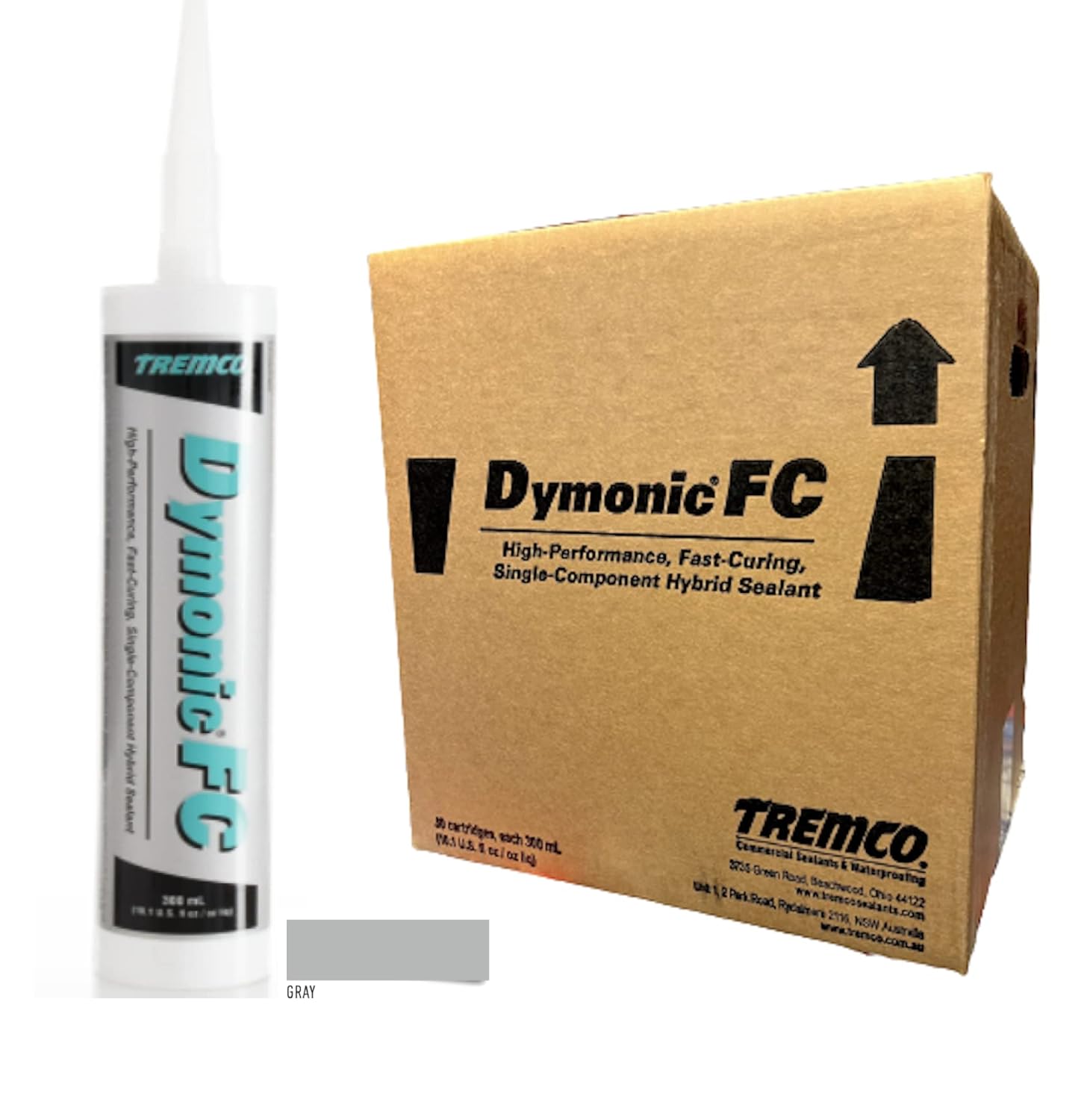 Tremco Gray Dymonic FC High-Performance, Fast-Curing, Single-Component, Hybrid Sealant (960712-323), Case of 30