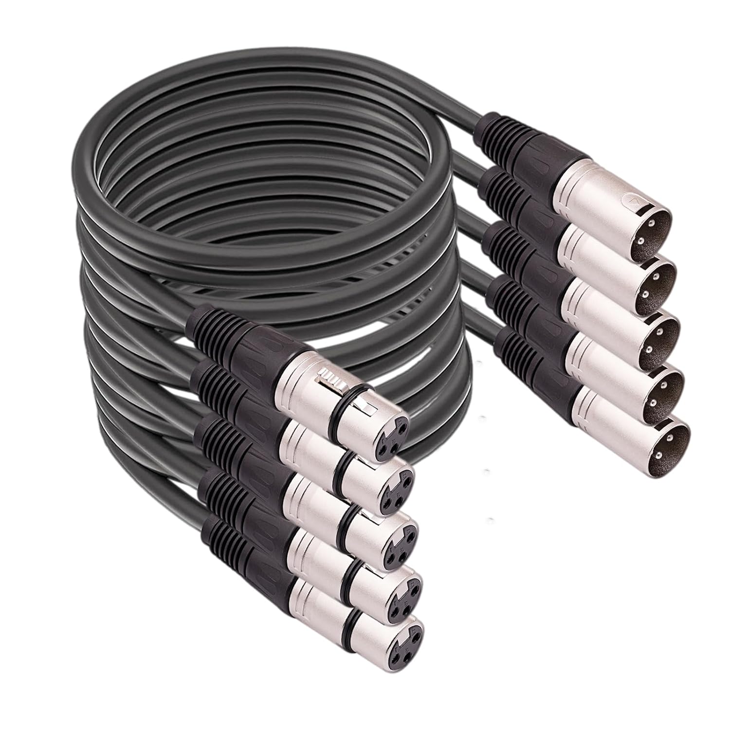 5 Packs 3 Pin XLR Connector, XLR Microphone Cable, Balanced Male to Female Connections for Microphone and Audio Interface (2 Meter/6.5Ft)