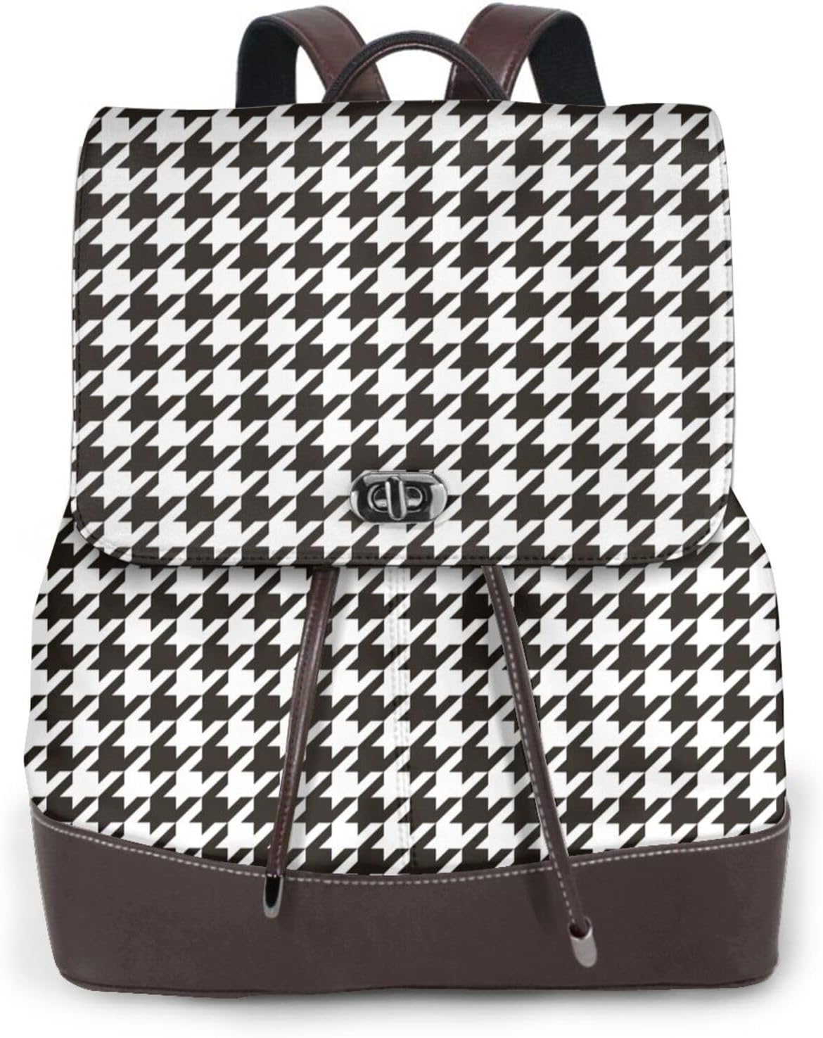 Houndstooth Black And White for Womens Backpack Purse Microfiber PU Anti-theft Large Fashion Designer Travel Bag Ladies Shoulder Bags
